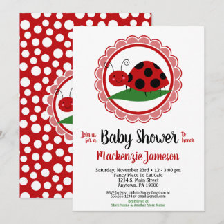 Ladybug Girls Baby shower Invitation