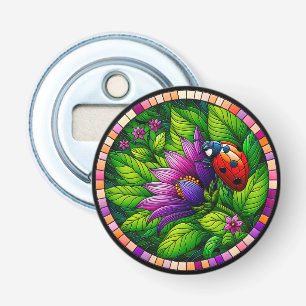 Ladybug-Glas in lood Button Flesopener