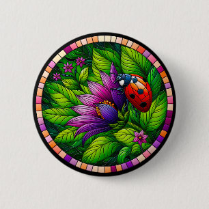 Ladybug-Glas in lood Ronde Button 5,7 Cm