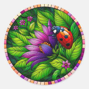 Ladybug-Glas in lood Ronde Sticker