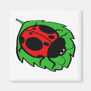 Ladybug glimlachen op een groen lef magneet