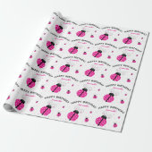Ladybug Happy Birthday Illustration Pattern Cadeaupapier (Uitgerold)