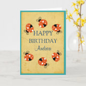 Ladybug Happy Birthday Kaart (Gele Bloem)