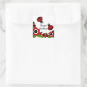 Ladybug Happy Birthday Square Sticker (Tas)