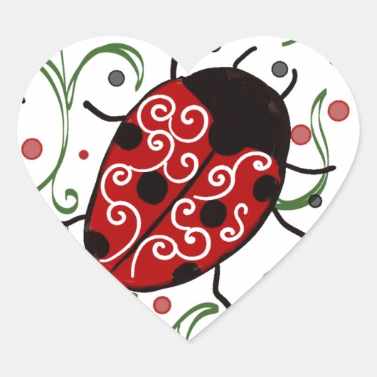 Ladybug Hart Sticker (Voorkant)
