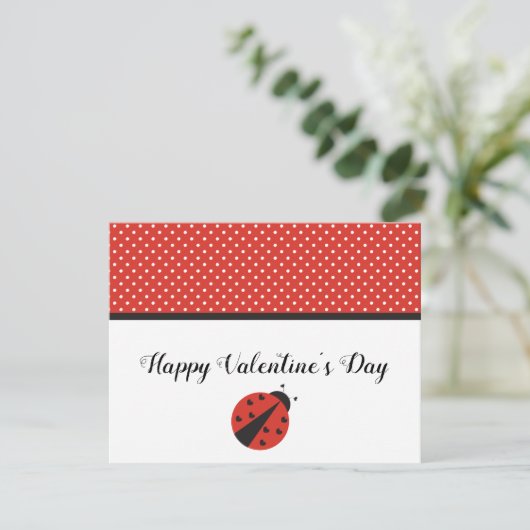 Ladybug harten Valentijnsdag kaart (Staand voorkant)