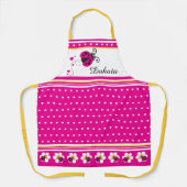 Ladybug hartstip en bloemen roze wit geel schort (Voorkant)