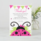 Ladybug Hot Pink Party Bedankkaart (Staand voorkant)