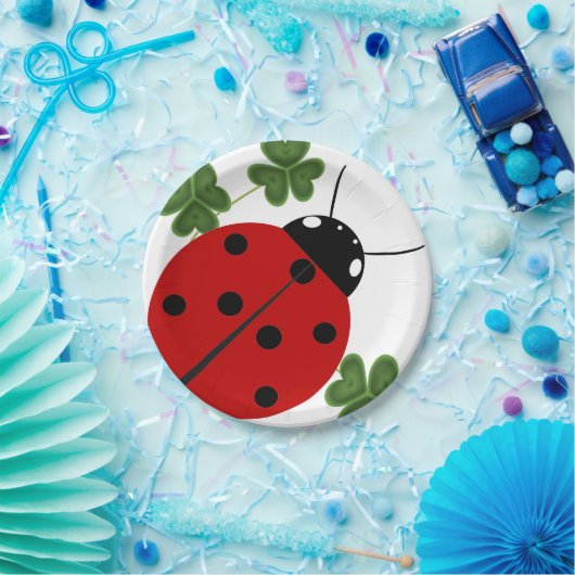 Ladybug in Clover Papieren Bordje (Feest)