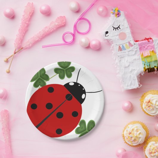 Ladybug in Clover Papieren Bordje (Feest)