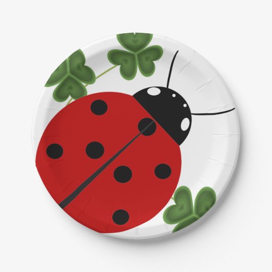 Ladybug in Clover Papieren Bordje (Voorkant)