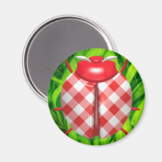 Ladybug in grasgingham controleert schattig rood magneet (Voorkant / Achterkant)