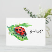 Ladybug in Green Leaf Good Luck Bedankkaart (Staand voorkant)