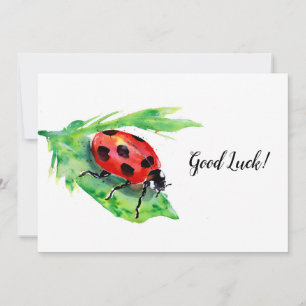 Ladybug in Green Leaf Good Luck Bedankkaart