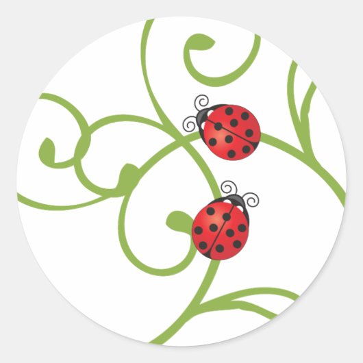 Ladybug in wijn ronde sticker (Voorkant)