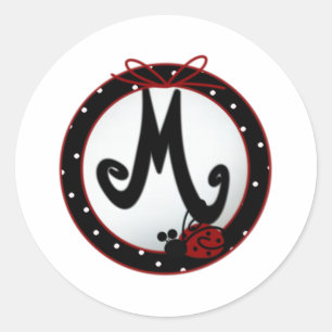 Ladybug Initiaal M Ronde Sticker