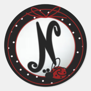 Ladybug Initiaal N Round Stickers