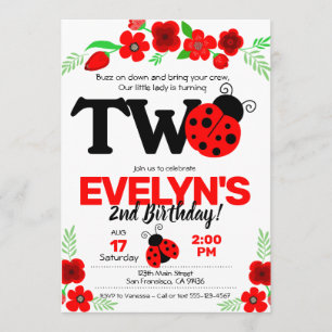 Ladybug Invitation pour le 2e anniversaire