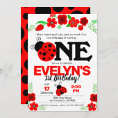 Ladybug Invitation pour le premier anniversaire (Devant / Derrière)