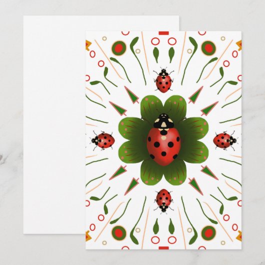 Ladybug Kerst Kaart (Voorkant / Achterkant)