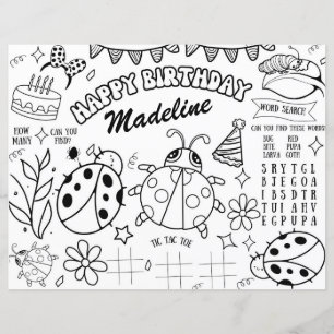 Ladybug Kleurplaat Verjaardag Placemat Decor Kinde