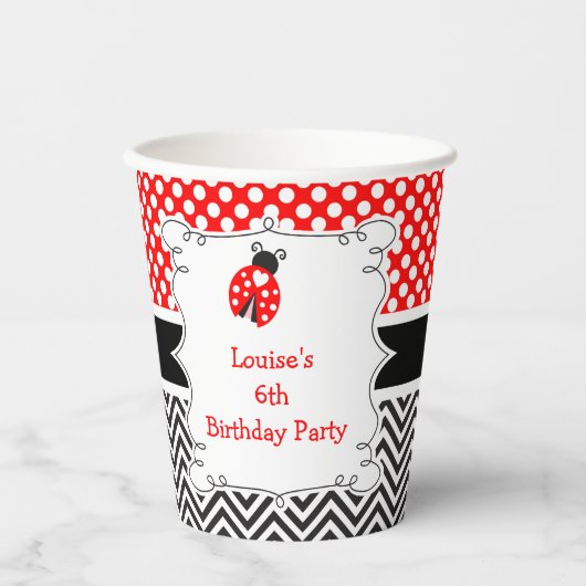 Ladybug Ladybird Birthday Party Papieren Bekers (Voorkant)