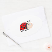 Ladybug Ladybugs Bug Funny Insect Schattige Smile Ovale Sticker (Envelop)