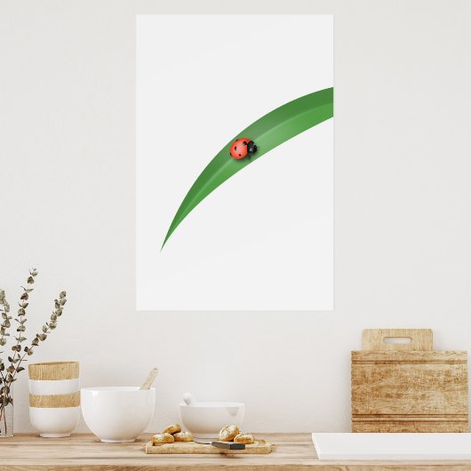 Ladybug Leaf Poster (Keuken)