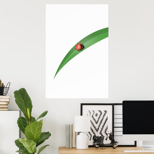Ladybug Leaf Poster (Thuiskantoor)