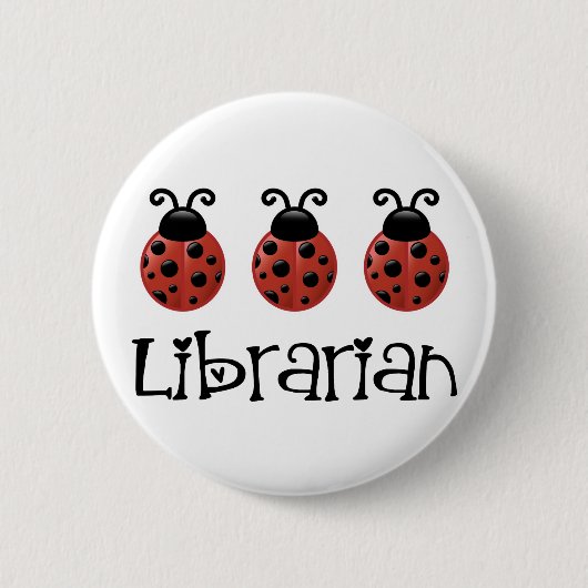 Ladybug Librarian Gift Ronde Button 5,7 Cm (Voorkant)