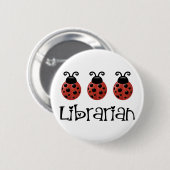 Ladybug Librarian Gift Ronde Button 5,7 Cm (Voorkant /achterkant)