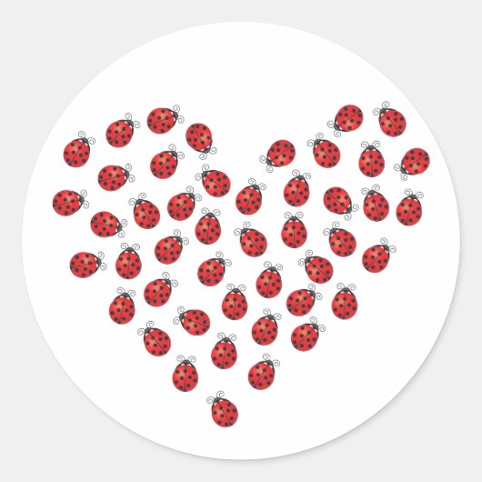 Ladybug Love Heart Ronde Sticker (Voorkant)