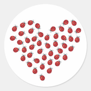 Ladybug Love Heart Ronde Sticker