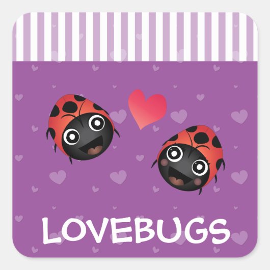 Ladybug Love Vierkante Sticker (Voorkant)