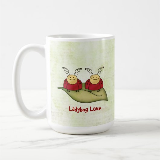 Ladybug Love Whimsical Graphic Mok (Links)