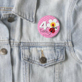 Ladybug meisjes verjaardag 4 vandaag roze knop ronde button 5,7 cm (In situ)