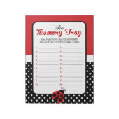 Ladybug Memory Tray Baby shower Game Pack Notitieblok (Gedraaid)