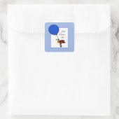 Ladybug met blauwe ballon, denken aan jou vierkante sticker (Tas)