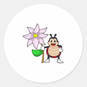 Ladybug met Flower.PNG Ronde Sticker