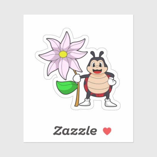 Ladybug met Flower.PNG Sticker (Vel)