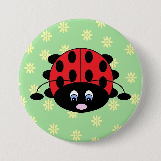 Ladybug met Flowers Button (Voorkant)