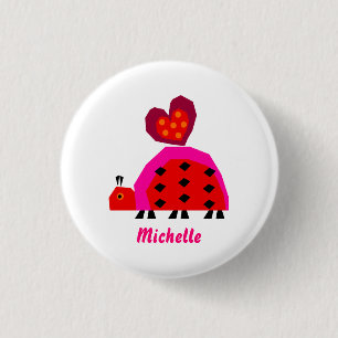 Ladybug met hart ronde button 3,2 cm