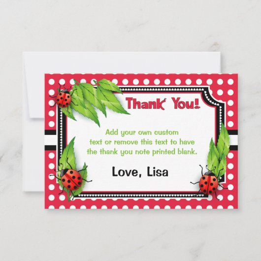 Ladybug met Polka Dots | Hartelijk dank Bedankkaart (Voorkant)