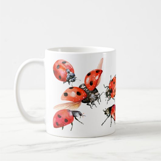 Ladybug met rode en zwarte Waterverf Koffiemok (Links)