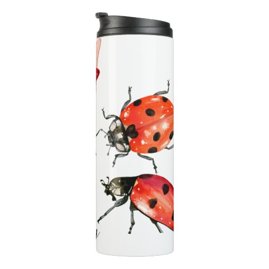 Ladybug met rode en zwarte Waterverf Thermosbeker (Geroteerd rechts)