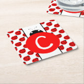 Ladybug Monogram Vierkante Kartonnen Onderzetter (Schuin)