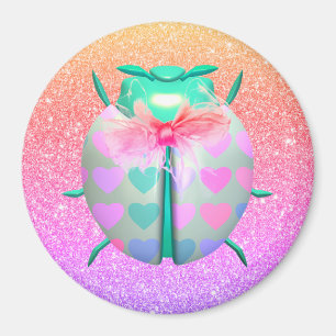 Ladybug mooi hart schattig glitter roze ombre magneet