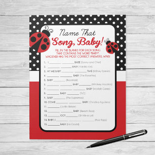 Ladybug naam dat nummer Baby shower spel Notitieblok