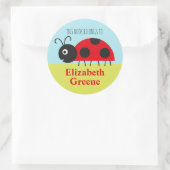 Ladybug Name Label Round Sticker voor kinderen (Tas)