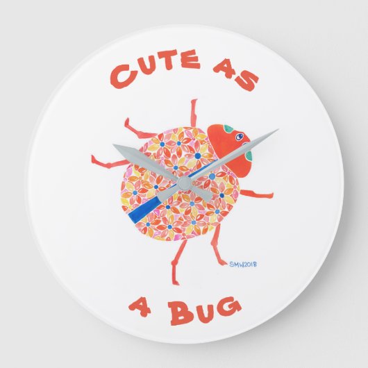 Ladybug Nursery Wall Clock Grote Klok (Voorkant)